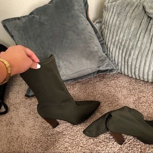 Fashion Nova Army Green Heeled Boots